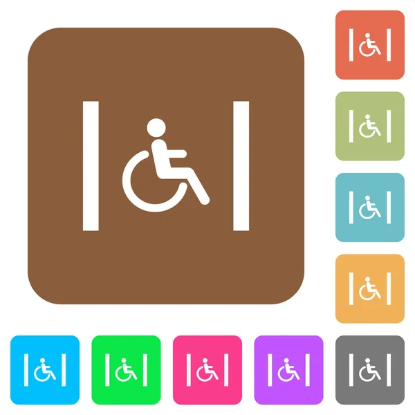 Iconos Planos Estacionamiento Para Discapacitados Fondos Cuadrados Redondeados Colores Vivos — Vector de stock