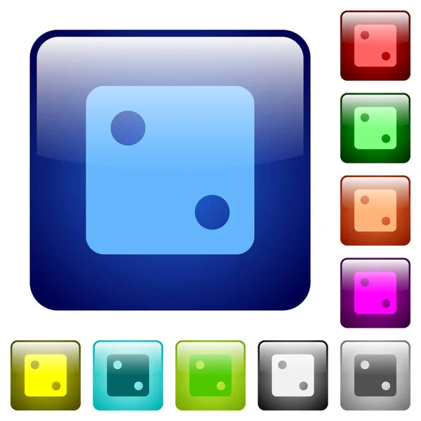 Dados Dos Iconos Color Cuadrado Redondeado Brillante Conjunto Botones — Vector de stock