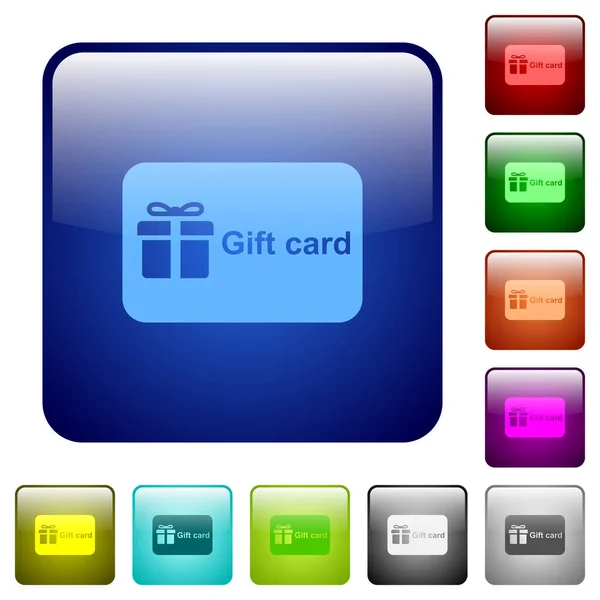 Gift Card Con Icone Testo Arrotondato Colore Quadrato Lucido Pulsante — Vettoriale Stock