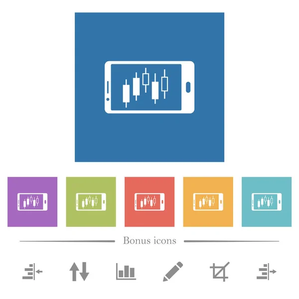 Modo Corredor Móvil Horizontal Iconos Blancos Planos Fondos Cuadrados Iconos — Archivo Imágenes Vectoriales