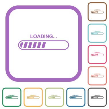 Basit simgeler beyaz arkaplanda yuvarlak kare çerçeveler halinde yükleniyor