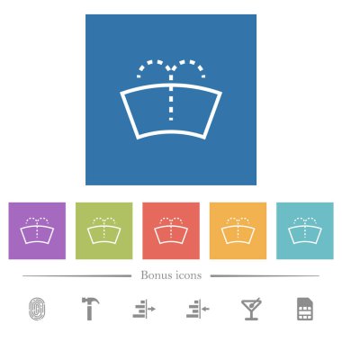 Ön cam silecekleri kare arkaplanda düz beyaz ikonlar. 6 bonus simgesi dahil.