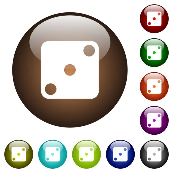 Domino Three White Icons Glass Buttons Multiple Colors — Stock Vector