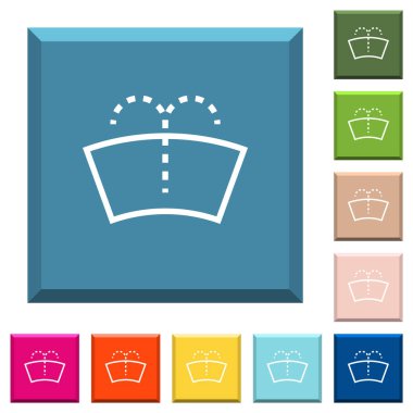 Kenarlı kare düğmelerde çeşitli moda renklerde ön cam yıkama beyaz simgeleri