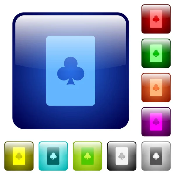 圆方色彩艳丽按钮中的俱乐部卡片图标 — 图库矢量图片