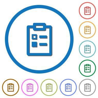 Beyaz arkaplanda yuvarlak çizgilerde gölgeli düz renk vektör simgelerini incele