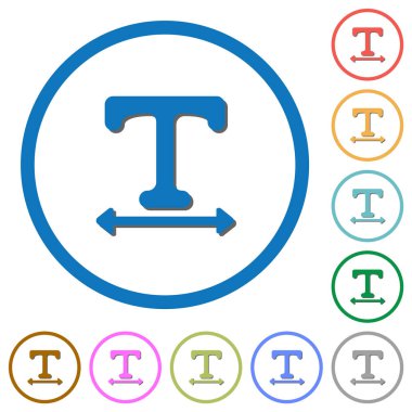 Yazı tipi genişliği düz renk vektör simgelerini beyaz arkaplanda yuvarlak çizgilerle ayarla