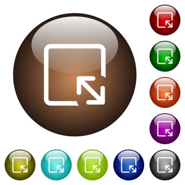 Yuvarlak cam düğmelerdeki nesne beyaz simgelerini farklı renklerde yeniden boyutlandır