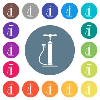 Renkli arka planlarda hava pompası düz beyaz simgeler. 17 arkaplan renk varyasyonu dahil.