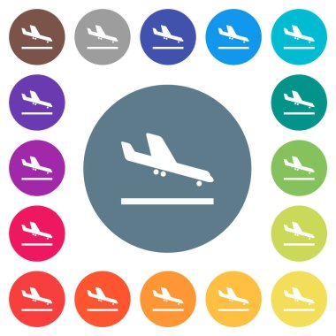 Uçak düz beyaz simgeleri yuvarlak renkli arka planlara indiriyor. 17 arkaplan renk varyasyonu dahil.