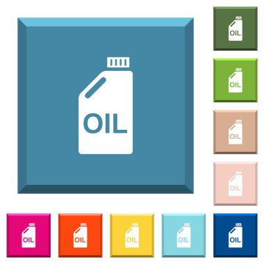 Kenarlı kare düğmelerde çeşitli moda renklerde yağ kutusu simgeleri