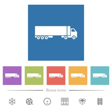 Camion düz beyaz simgeler kare arkaplan. 6 bonus simgesi dahil.