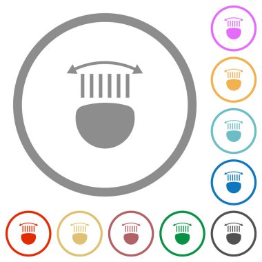 Beyaz arkaplanda yuvarlak çizgiler halinde düz renk simgeleri