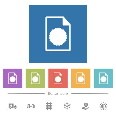 Sertifika dosyası kare arkaplanda düz beyaz simgeler. 6 bonus simgesi dahil.