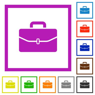 Beyaz arkaplanda kare çerçeveli bir tokalı düz renk simgesine sahip sırt çantası