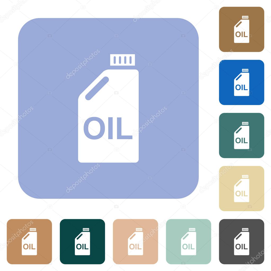 Oil canister white flat icons on color rounded square backgrounds