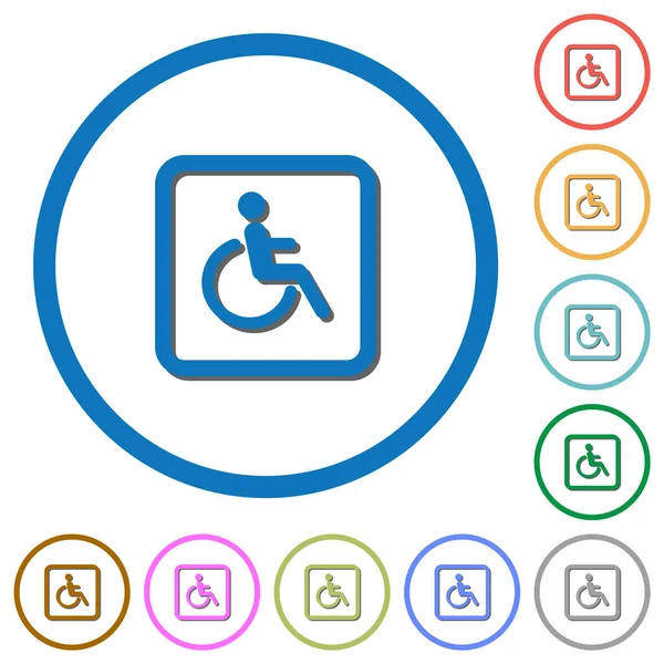 Iconos Vectoriales Color Plano Estacionamiento Para Discapacitados Con Sombras Contornos — Vector de stock