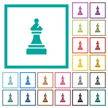 Beyaz arkaplanda çeyrek çerçeveli siyah satranç fili düz renk simgeleri