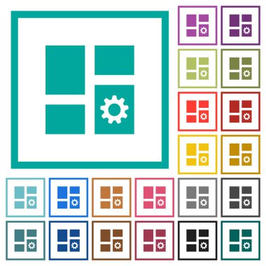 Beyaz arkaplan üzerinde çeyrek çerçeve içeren düz renk simgeleri gösterge paneli ayarları