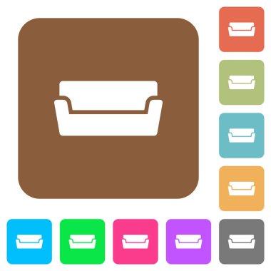 Yuvarlak kare renkli arka planda düz kanepe simgeleri.