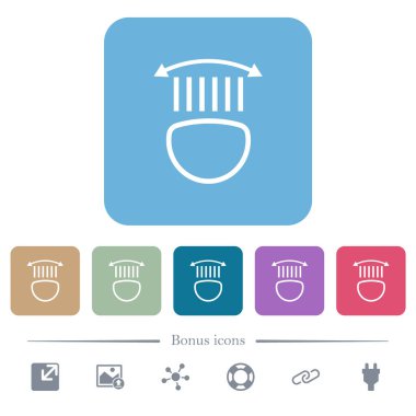 Renkli yuvarlak kare arkaplan üzerinde beyaz yassı ikonlar. 6 bonus simgesi dahil