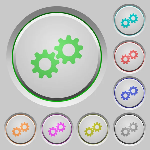 Colaboración Iconos Color Botones Hundidos — Vector de stock