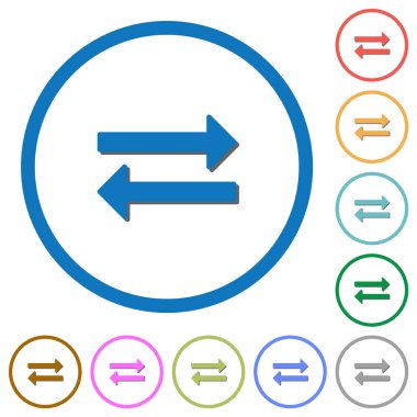 Düz renk vektör simgelerini beyaz arkaplanda yuvarlak hatlarda gölgelerle değiştir