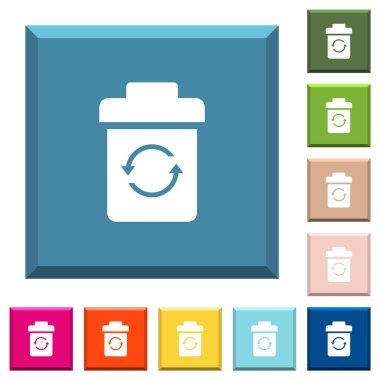 Kenarlı kare düğmelerindeki beyaz simgeleri çeşitli moda renklerde sil