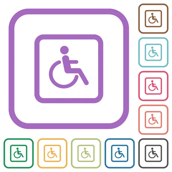 Estacionamiento Para Discapacitados Iconos Simples Marcos Cuadrados Redondeados Color Sobre — Archivo Imágenes Vectoriales