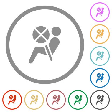 Pasifleştirilmiş hava yastığı göstergesi düz renk simgeleri beyaz arkaplan üzerinde yuvarlak çizgiler