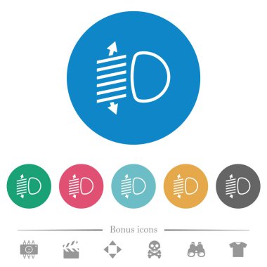 Ön far düzeyi ayarlama düz beyaz simgeler yuvarlak renk arka planda. 6 bonus simgesi dahil.