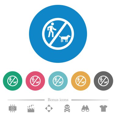 Yuvarlak renkli arka planda düz beyaz simgeler gezen köpek yok. 6 bonus simgesi dahil.