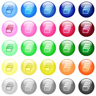 25 renkli parlak küresel düğme setinde pencere görünüm simgelerini kademeli olarak göster