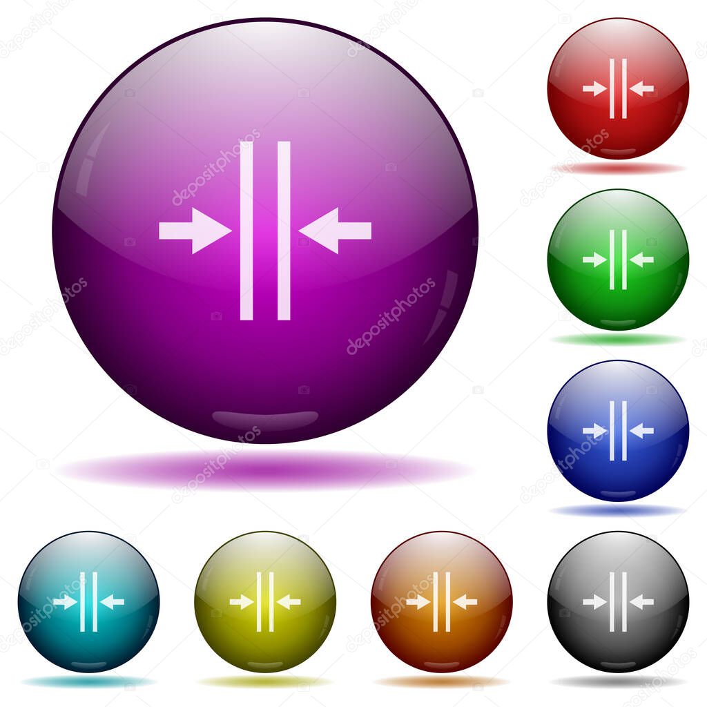 Adjust text column gutter icons in color glass sphere buttons with shadows