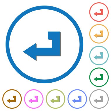 Beyaz arkaplanda yuvarlak çizgilerde gölgeli anahtar düz renk vektör simgelerini geri getir