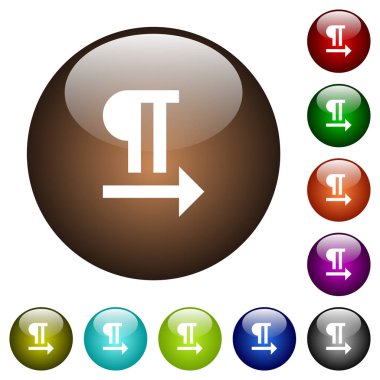 Soldan sağa metin yönü beyaz simgeler yuvarlak cam düğmelerde birden fazla renk