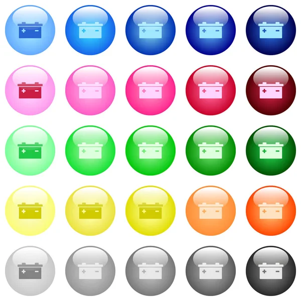Accumulator Icons Set Color Glossy Spherical Buttons — Stock Vector