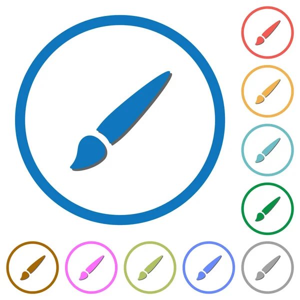 Beyaz arkaplanda yuvarlak çizgilerde gölgeli düz renk vektör simgelerini fırçala