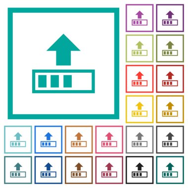 İlerleme sürecinde beyaz arkaplanda çeyrek çerçeveli düz renk simgelerini yükle