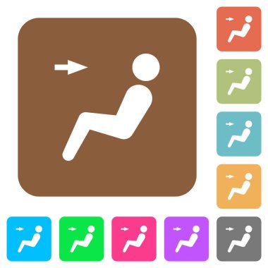 Araba hava akışı yönü baş düz simgeler yuvarlak kare renkli arkaplanlar.