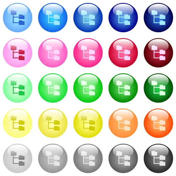 Icônes Structure Dossier Dans Ensemble Boutons Sphériques Brillants Couleur — Image vectorielle