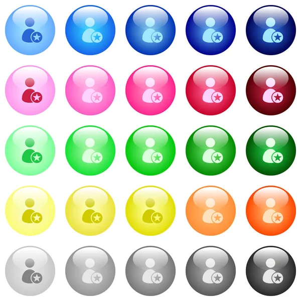 Rank User Icons Set Color Glossy Spherical Buttons — Stock Vector