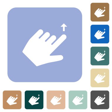 Sol el, yuvarlak kare arkaplan üzerinde beyaz düz simgeleri hareket ettirin