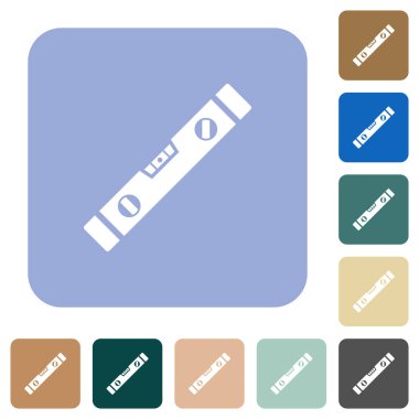 Renkli yuvarlak kare arkaplan üzerinde ruh seviyesi beyaz düz simgeler