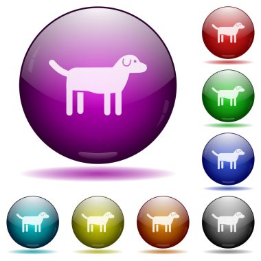 Gölgeli renkli cam küre köpek simgeleri