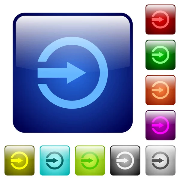 Importar Iconos Color Cuadrado Redondeado Brillante Conjunto Botones — Vector de stock