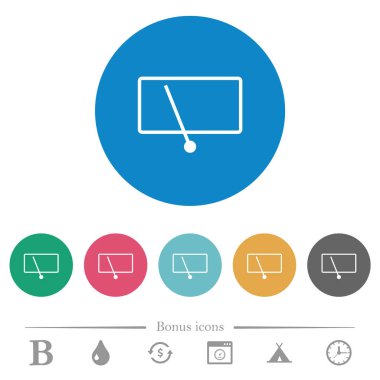 Arkadaki cam sileceği yuvarlak renkli arka planda düz beyaz simgeler. 6 bonus simgesi dahil.