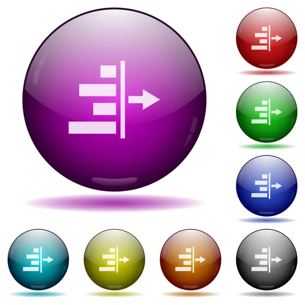 在有阴影的彩色玻璃球面按钮中减少内容图标的右缩排 — 图库矢量图片