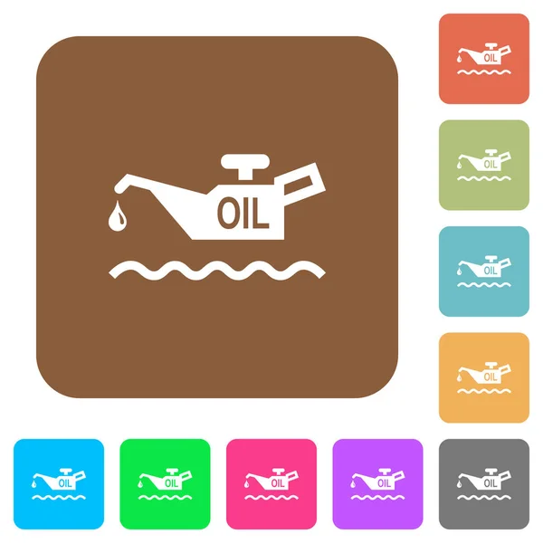 Ölstandsanzeige Flache Symbole Auf Abgerundeten Quadratischen Lebendigen Farbhintergründen — Stockvektor