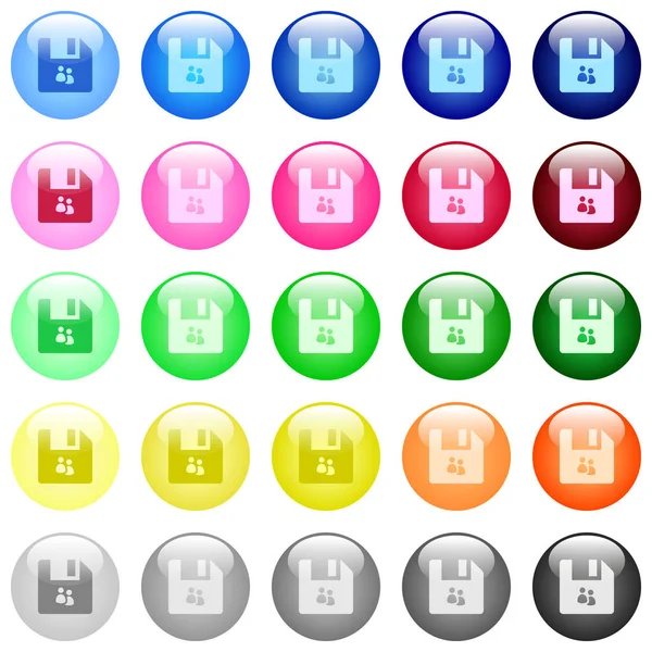 Dateigruppensymbole Set Mit Farbig Glänzenden Kugelförmigen Knöpfen — Stockvektor